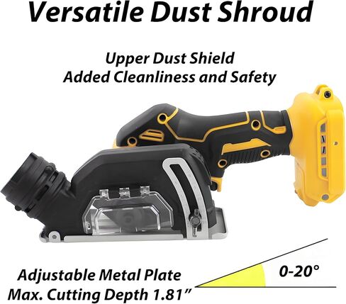 Cordless Cut-Off Tool, 20000RPM Angle Grinder & Circular Saw Fits Dewalt 20V Max Battery, Detachable Dust Shroud with Adjustable Metal Plate, 4x 3" Saw Blades for Wood Plastic Tile Metal (No Battery) in Kuwait