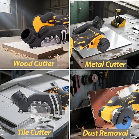 Cordless Cut-Off Tool, 20000RPM Angle Grinder & Circular Saw Fits Dewalt 20V Max Battery, Detachable Dust Shroud with Adjustable Metal Plate, 4x 3" Saw Blades for Wood Plastic Tile Metal (No Battery) in Kuwait
