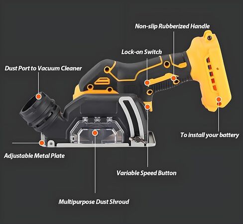 Cordless Cut-Off Tool, 20000RPM Angle Grinder & Circular Saw Fits Dewalt 20V Max Battery, Detachable Dust Shroud with Adjustable Metal Plate, 4x 3" Saw Blades for Wood Plastic Tile Metal (No Battery) in Kuwait