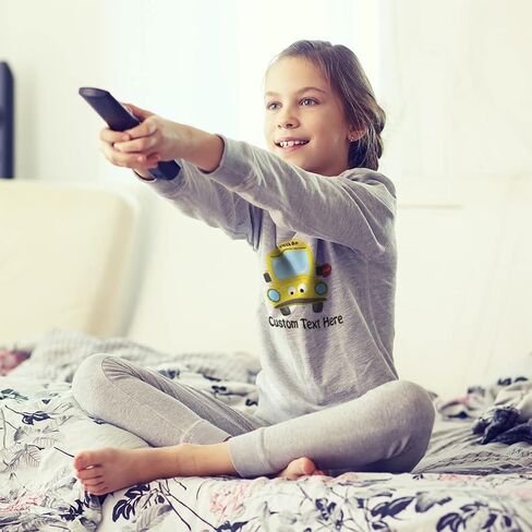 بيجامة أطفال قطنية مخصصة للأولاد والبنات حافلة مدرسية 2 طقم بيجامة ملابس نوم للأطفال مناسب بشكل مريح أكسفورد رمادي نص مخصص هنا 6 أشهر in Kuwait