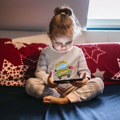 بيجامة أطفال قطنية مخصصة للأولاد والبنات حافلة مدرسية 2 طقم بيجامة ملابس نوم للأطفال مناسب بشكل مريح أكسفورد رمادي نص مخصص هنا 6 أشهر in Kuwait