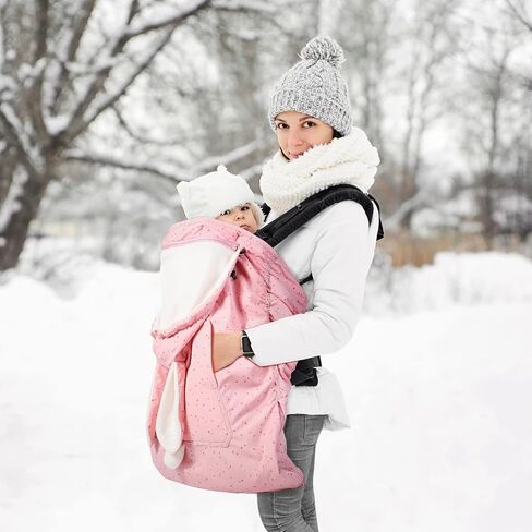Orzbow Baby Carrier Cover Winter, Universal Baby Carrier Rain and Wind Cover with Pockets, Detachable Hood and Storage Bag, Waterproof & Windproof, Dark Grey Dinosaur in Saudi Arabia