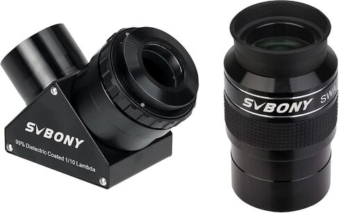 SVBONY SV223 مرآة قطرية 90 درجة، طلاء عازل عاكس بنسبة 99% 2 بوصة مع حزمة محول 1.25 بوصة مع عدسة تلسكوب SV154 عدسة عينية بزاوية عريضة للغاية 2 بوصة 70 درجة 26 مم in Saudi Arabia
