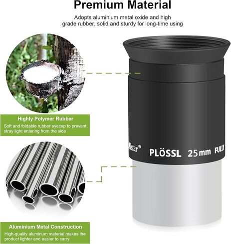 Alstar 1.25 inch 90 Degree Diagonal Mirror - Bundle with - 1.25 Inch 25mm Plossl Telescope Eyepiece in Saudi Arabia
