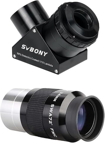 SVBONY SV223 90 Degree Diagonal Mirror, 99% Reflective Dielectric Coating 2 Inches with 1.25 Inch Adapter Bundle with Telescope Eyepiece 34mm 2 inches Ultra Wide Angle 72 Degree Telescope Lens in Saudi Arabia