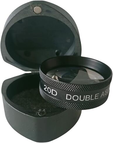 20D Double Aspheric Lens, Professional Optical Grade, Black Medical Diagnostic Lens with Protective Case in Saudi Arabia