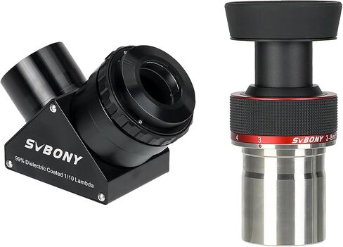 SVBONY SV223 90 Degree Diagonal Mirror, 99% Reflective Dielectric Coating 2 Inches with 1.25 Inch Adapter Bundle with SV215 Zoom Eyepiece, 1.25 Inch Zoom Lens, 3mm to 8mm Eyepiece with Parfocal Desig in Saudi Arabia