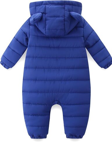 Baby Winter Snowsuit Cute Bear Ears Hooded Romper Toddler Double Zipper Warm Jumpsuit Windproof 0~24M in Kuwait