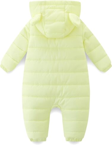 Baby Winter Snowsuit Cute Bear Ears Hooded Romper Toddler Double Zipper Warm Jumpsuit Windproof 0~24M in Kuwait