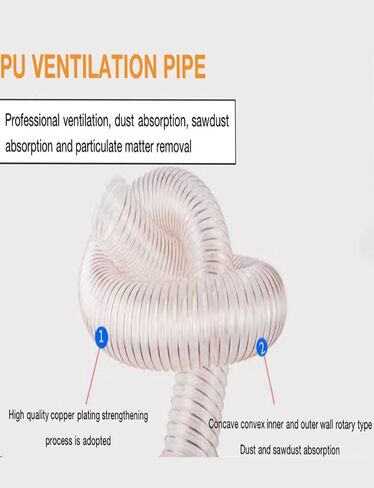 1.2mm Thick PU Dust Collector Hose，Flexible Transparent Vacuum Hose，2m Length，for Table Saw,Band Saw,Woodworking(325mm/12.8 in) in Saudi Arabia