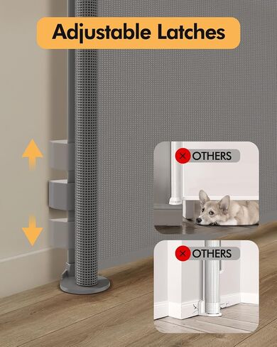 Retractable Baby Gate for Stairs & Doorways, 55" Wide x 33.6" Tall Easy Installation Mesh Dog Gate for Indoor & Outdoor Use,Pet and Dog Safety Gate for Hallways(Grey) in Saudi Arabia