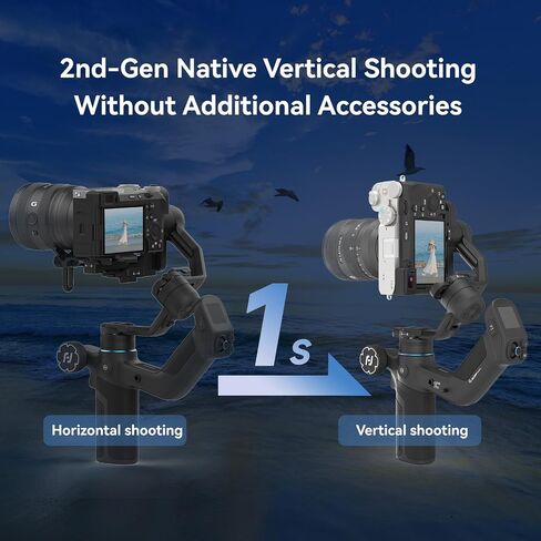 FeiyuTech SCORP Mini-3-Pro 3-Axis Gimbal Stabilizer with AI Tracking, Detachable Remote Handle, 4.4 lb Payload, Vertical Shooting, Compatible with Sony Canon Cameras, Smartphones and Action Cameras in Saudi Arabia