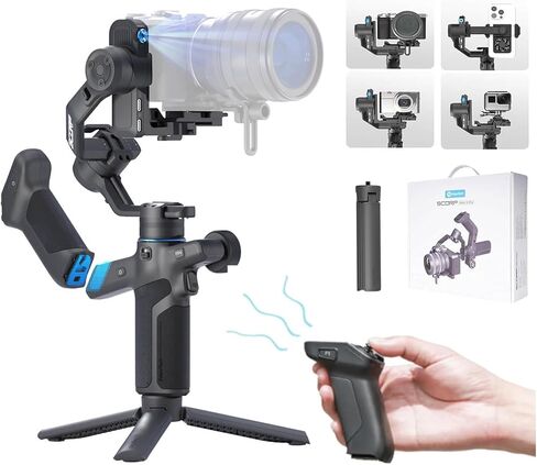 FeiyuTech SCORP Mini-3-Pro 3-Axis Gimbal Stabilizer with AI Tracking, Detachable Remote Handle, 4.4 lb Payload, Vertical Shooting, Compatible with Sony Canon Cameras, Smartphones and Action Cameras in Saudi Arabia