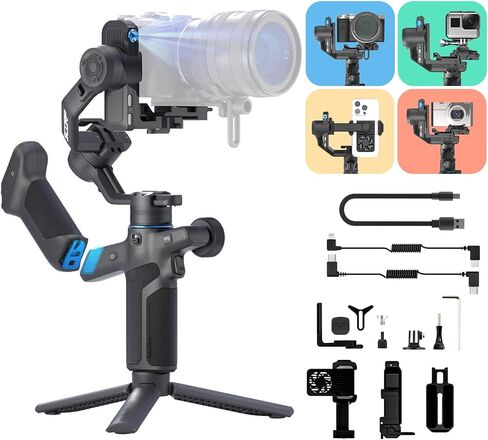 FeiyuTech SCORP Mini 3 Pro Camera Gimbal 3-Axis Camera Stabilizer Built-in AI Track, 2kg Payload,14Hour Battery Life, Compatible with Mirrorless, Compact, Action, Cameras and Smartphones in Saudi Arabia