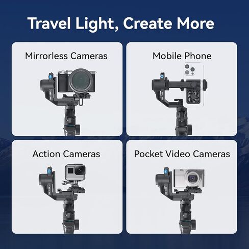 FeiyuTech SCORP Mini 3 Pro Camera Gimbal 3-Axis Camera Stabilizer Built-in AI Track, 2kg Payload,14Hour Battery Life, Compatible with Mirrorless, Compact, Action, Cameras and Smartphones in Saudi Arabia