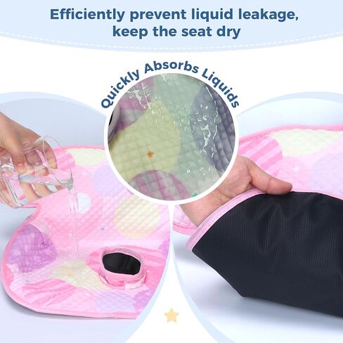 واقي مقعد السيارة من كولبيبي للتدريب على استخدام المرحاض، طقم من قطعتين من بطانة مقعد السيارة الجافة المقاومة للماء للتدريب على المرحاض وأغطية الأشرطة للأطفال الرضع والأطفال الصغار، وسادة غطاء لعربات الأطفال، مقعد السيارة (أسود) in Kuwait