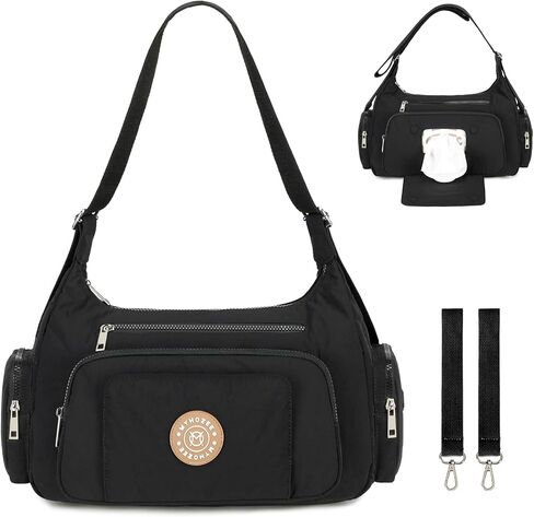 MYHOZEE Puffer Crossbody Diaper Bag for Mom - Lightweight Nylon Mom Bag Baby Purse with Wipes & Trash Bag Dispenser in Saudi Arabia
