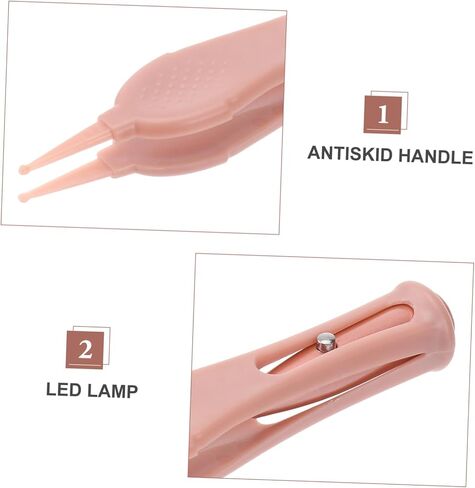 ملقط الأنف مع مقبض انزلاقي بإضاءة LED لتنظيف الأنف والأذن والسرة والعين من الفولاذ المقاوم للصدأ والسيليكون الوردي الآمن in Kuwait