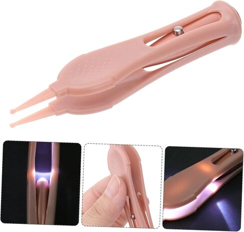 ملقط الأنف مع مقبض انزلاقي بإضاءة LED لتنظيف الأنف والأذن والسرة والعين من الفولاذ المقاوم للصدأ والسيليكون الوردي الآمن in Kuwait