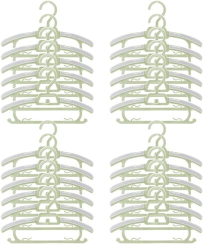 24 قطعة من شماعات ملابس الأطفال القابلة للتعديل للخزانة، منظم ملابس الأطفال من البلاستيك الثقيل القوي للأطفال حديثي الولادة، شماعات ملابس الأطفال قابلة للتوسيع والتكديس، 27.94 سم - 35.56 سم، أبيض in Kuwait