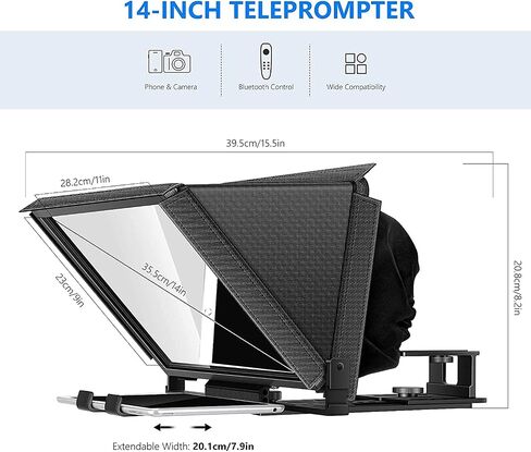 NEEWER X12 14 inch Aluminum Alloy Teleprompter + 79"/2m Fluid Head Video Camera Tripod, Prompter for iPad Tablet Phone DSLR with Remote, APP Compatible with iOS/Android for Online Teaching Streaming in Saudi Arabia