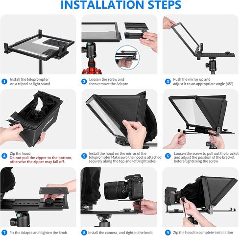 NEEWER X12 14 inch Aluminum Alloy Teleprompter + 79"/2m Fluid Head Video Camera Tripod, Prompter for iPad Tablet Phone DSLR with Remote, APP Compatible with iOS/Android for Online Teaching Streaming in Saudi Arabia