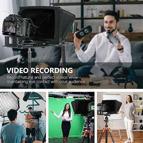 NEEWER X12 14 inch Aluminum Alloy Teleprompter + 79"/2m Fluid Head Video Camera Tripod, Prompter for iPad Tablet Phone DSLR with Remote, APP Compatible with iOS/Android for Online Teaching Streaming in Saudi Arabia
