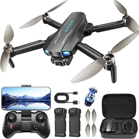 طائرة بدون طيار مع كاميرا للأطفال 1080 بكسل HD FPV، طائرة كوادكوبتر بمحرك بدون فرش للبالغين والمبتدئين، طيران نقطة الطريق، قلب 360 درجة، تحكم في الجاذبية، طيران دائري، تحوم تلقائي، RTF وقابلة للطي in Saudi Arabia