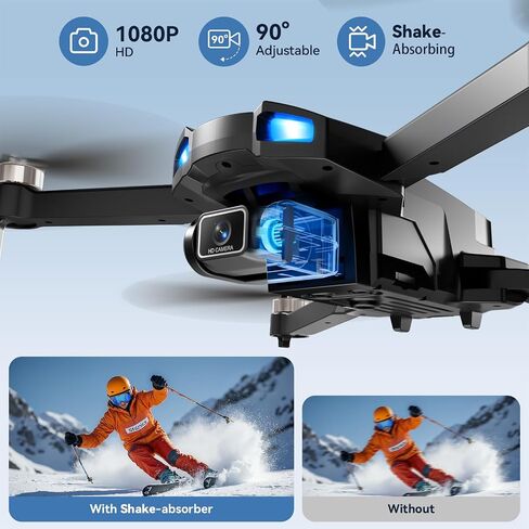طائرة بدون طيار مع كاميرا للأطفال 1080 بكسل HD FPV، طائرة كوادكوبتر بمحرك بدون فرش للبالغين والمبتدئين، طيران نقطة الطريق، قلب 360 درجة، تحكم في الجاذبية، طيران دائري، تحوم تلقائي، RTF وقابلة للطي in Saudi Arabia