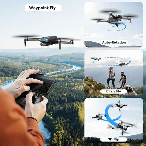 طائرة بدون طيار مع كاميرا للأطفال 1080 بكسل HD FPV، طائرة كوادكوبتر بمحرك بدون فرش للبالغين والمبتدئين، طيران نقطة الطريق، قلب 360 درجة، تحكم في الجاذبية، طيران دائري، تحوم تلقائي، RTF وقابلة للطي in Saudi Arabia