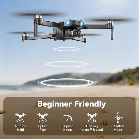 طائرة بدون طيار مع كاميرا للأطفال 1080 بكسل HD FPV، طائرة كوادكوبتر بمحرك بدون فرش للبالغين والمبتدئين، طيران نقطة الطريق، قلب 360 درجة، تحكم في الجاذبية، طيران دائري، تحوم تلقائي، RTF وقابلة للطي in Saudi Arabia