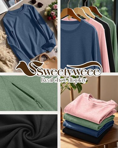 4 Pack Women's Nursing Shirts for Breastfeeding Zipper Long Sleeve Maternity Tops Loose fit Nursing Clothes(Hazy Blue, Light Pink, Light Green, Black,Small) in Saudi Arabia