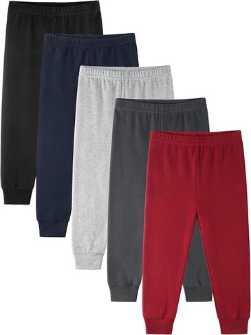 5-Pack Toddler Boy Pants, 2-5T Cotton Boys Joggers Pull-On Pants for Kids, Multicolor in Kuwait