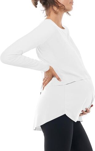 Tankaneo Womens Maternity Nursing Tops Long Sleeve Double Layer Breastfeeding Shirts Pregnancy Clothes in Saudi Arabia