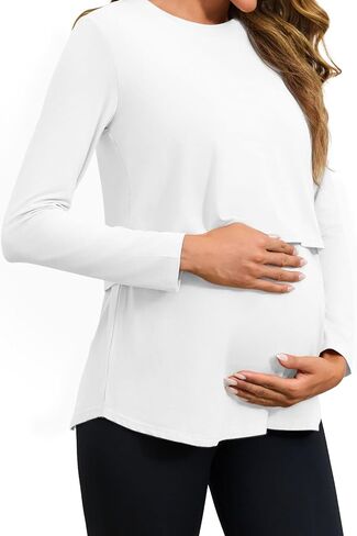 Tankaneo Womens Maternity Nursing Tops Long Sleeve Double Layer Breastfeeding Shirts Pregnancy Clothes in Saudi Arabia