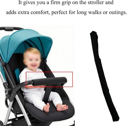 Baby Stroller Bumper Bar Cover Replacement, Baby Stroller Armrest, Crossbar, Handlebar Handle Sleeve Cover Accessories, Cotton (Black) in Saudi Arabia