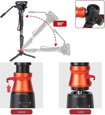 DK327Q5S Professional Camera Monopod Hydraulic Oil Head with Tripod Bracket in Saudi Arabia