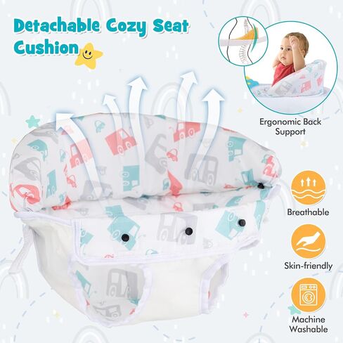 HONEY JOY Baby Walker, 5 in 1 Infant Activity Walker with Wheels, Music, Removable Cushion, Toddler Foldable Push Walker for Boys Girls, Anti-Rollover Walkers for Babies 7-14 Months (Gray) in Kuwait