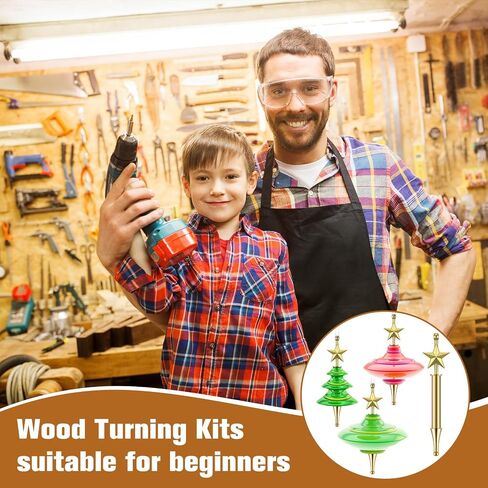 Blulu 12 Set Christmas Tree Ornament Woodturning Project Kit, Christmas Crafts DIY Star Tree Hanging Decoration Holiday Woodturning Kit Xmas Ornaments Making Supplies (Gold, Silver, Rose Gold) in Saudi Arabia