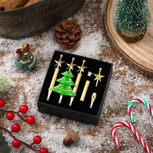 Blulu 12 Set Christmas Tree Ornament Woodturning Project Kit, Christmas Crafts DIY Star Tree Hanging Decoration Holiday Woodturning Kit Xmas Ornaments Making Supplies (Gold, Silver, Rose Gold) in Saudi Arabia