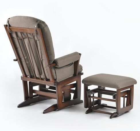 Joli Deluxe Glider Chair and Ottoman Set (Green Fabric and Walnut Frame) in Saudi Arabia
