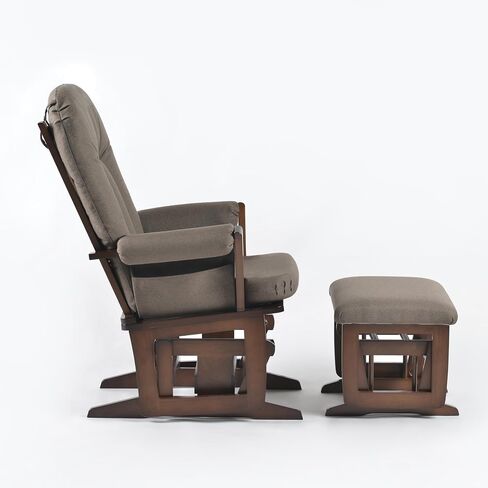 Joli Deluxe Glider Chair and Ottoman Set (Green Fabric and Walnut Frame) in Saudi Arabia