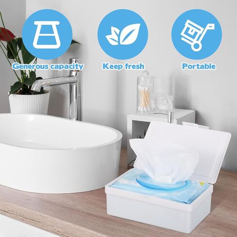 Wipes Dispenser Compatible with Cottonelle Flushable Wet Wipes, Wipe Holder with Sealing Lid Design, Refillable Wipe Container, Non-Slip & Keep Wet Tissue Fresh for Home, Office, Car, Travel in Saudi Arabia