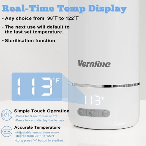 Portable Bottle Warmer, 17 Oz Travel Bottle Warmer with Super Fast Charging, Rechargeable Baby Bottle Warmer with Adjustable Temp & Keep Warm for Formula, Cordless Water Warmer Outdoor in Kuwait