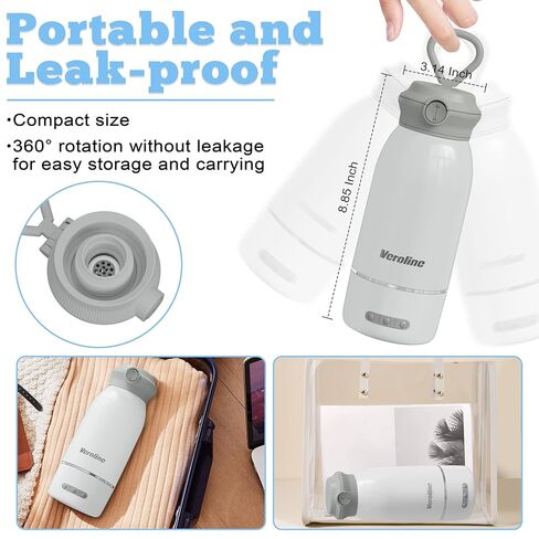 Portable Bottle Warmer, 17 Oz Travel Bottle Warmer with Super Fast Charging, Rechargeable Baby Bottle Warmer with Adjustable Temp & Keep Warm for Formula, Cordless Water Warmer Outdoor in Kuwait