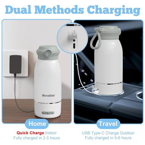 Portable Bottle Warmer, 17 Oz Travel Bottle Warmer with Super Fast Charging, Rechargeable Baby Bottle Warmer with Adjustable Temp & Keep Warm for Formula, Cordless Water Warmer Outdoor in Kuwait