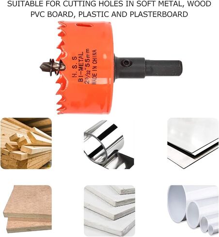 Hole Saw Drill Bit Sharply Teeth High Speed Steel Hole Cutter Easy Chip Removal Precise Cutting for Wood Metal Plastic PVC Board 32mm Depth (2-5/32"(55mm)) in Saudi Arabia