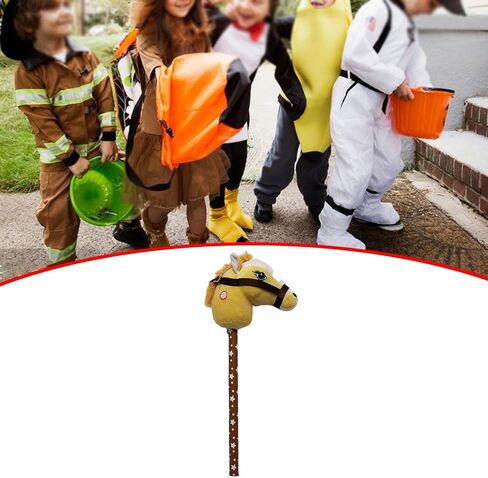 Generic Plush Stick Horse Plush Horse Riding Stick Hobby Horse Riding Toy for Boys Girls, Light Brown A in Kuwait