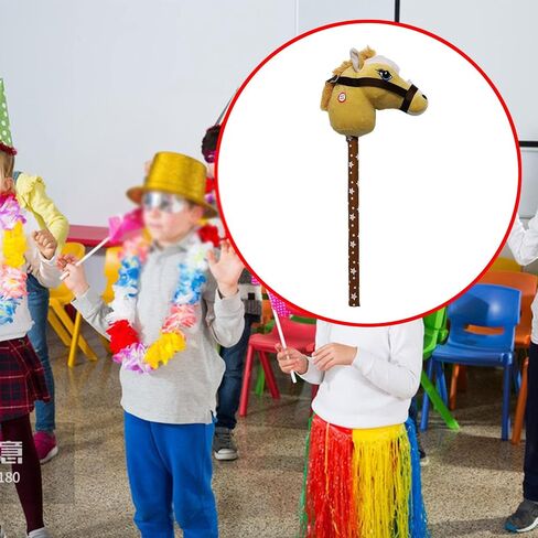 Generic Plush Stick Horse Plush Horse Riding Stick Hobby Horse Riding Toy for Boys Girls, Light Brown A in Kuwait