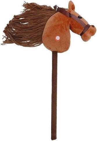 Generic Plush Stick Horse Plush Horse Riding Stick Hobby Horse Riding Toy for Boys Girls, Light Brown A in Kuwait